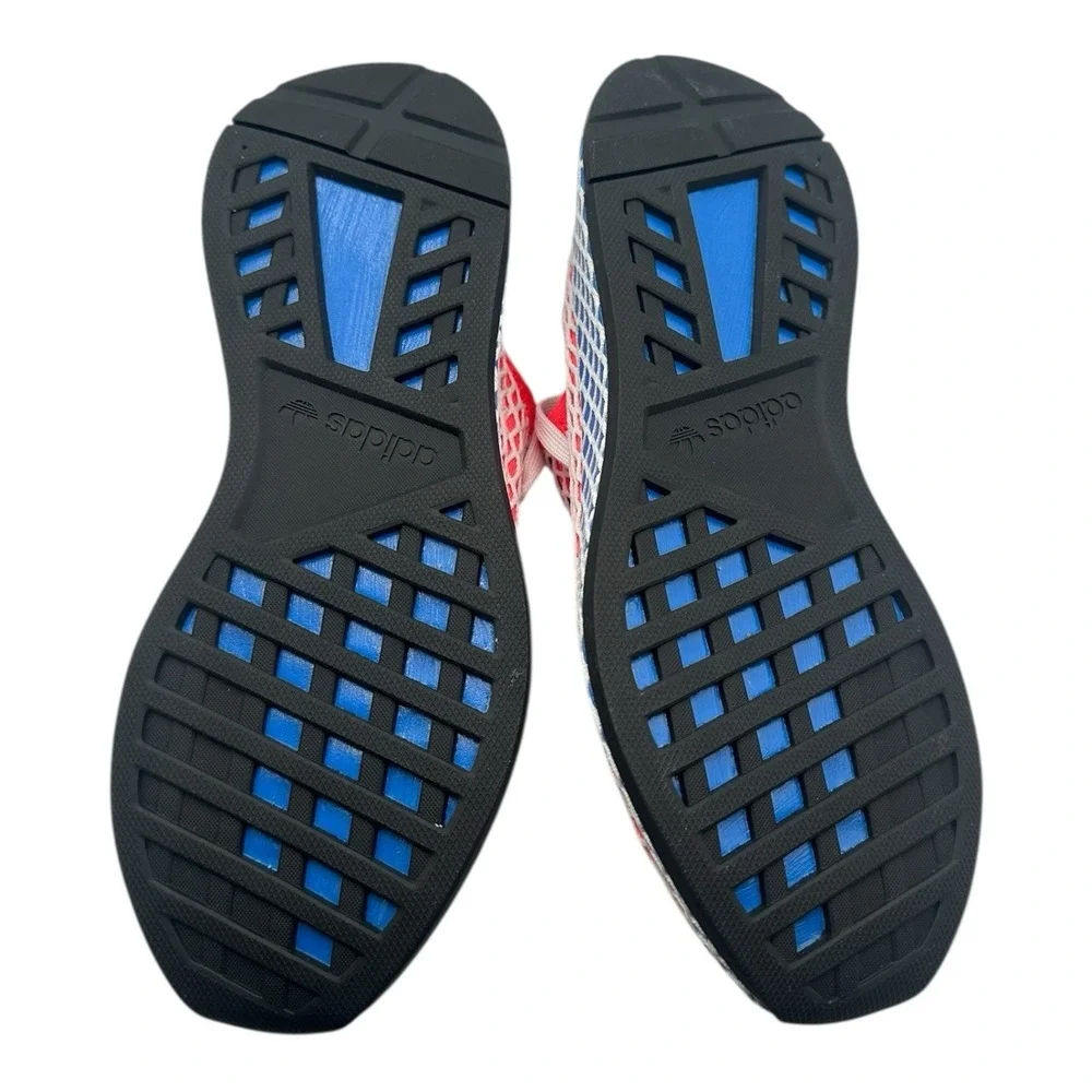 Adidas Originals Deerupt Runner Shoes YOUTH Kids Sz 4.5 Red/Blue Sneakers DA9610